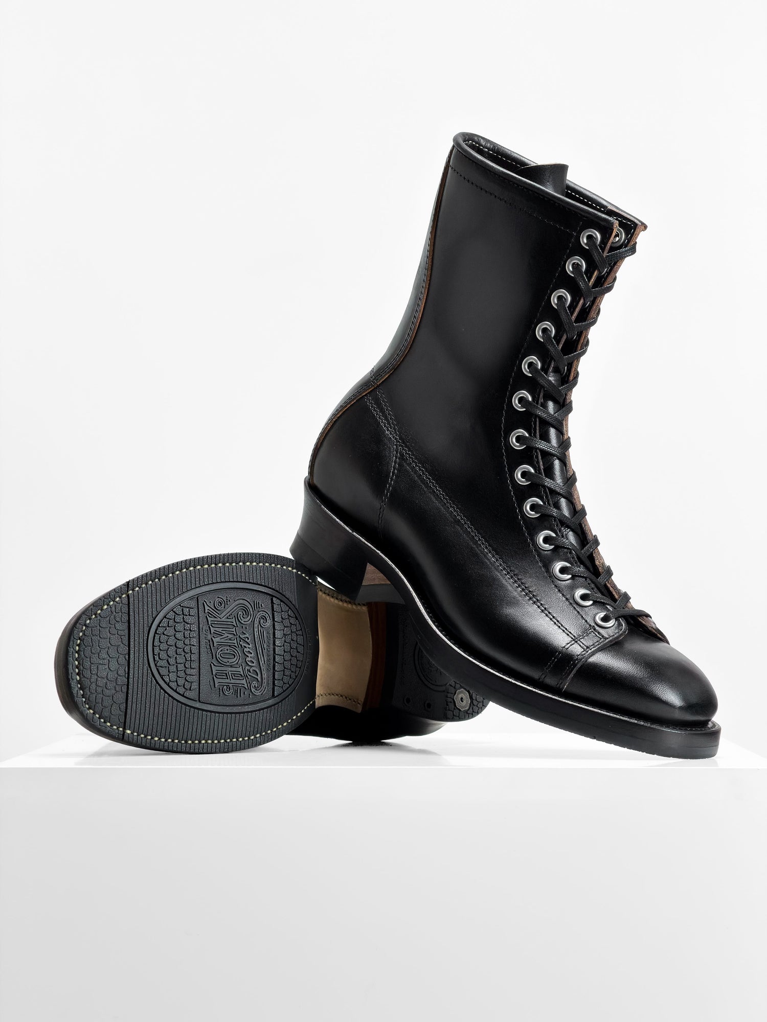 (MTO) -  - Monkey Boots  - Black Maryam Horsebutt oiled and waxy with hand painting-HN101