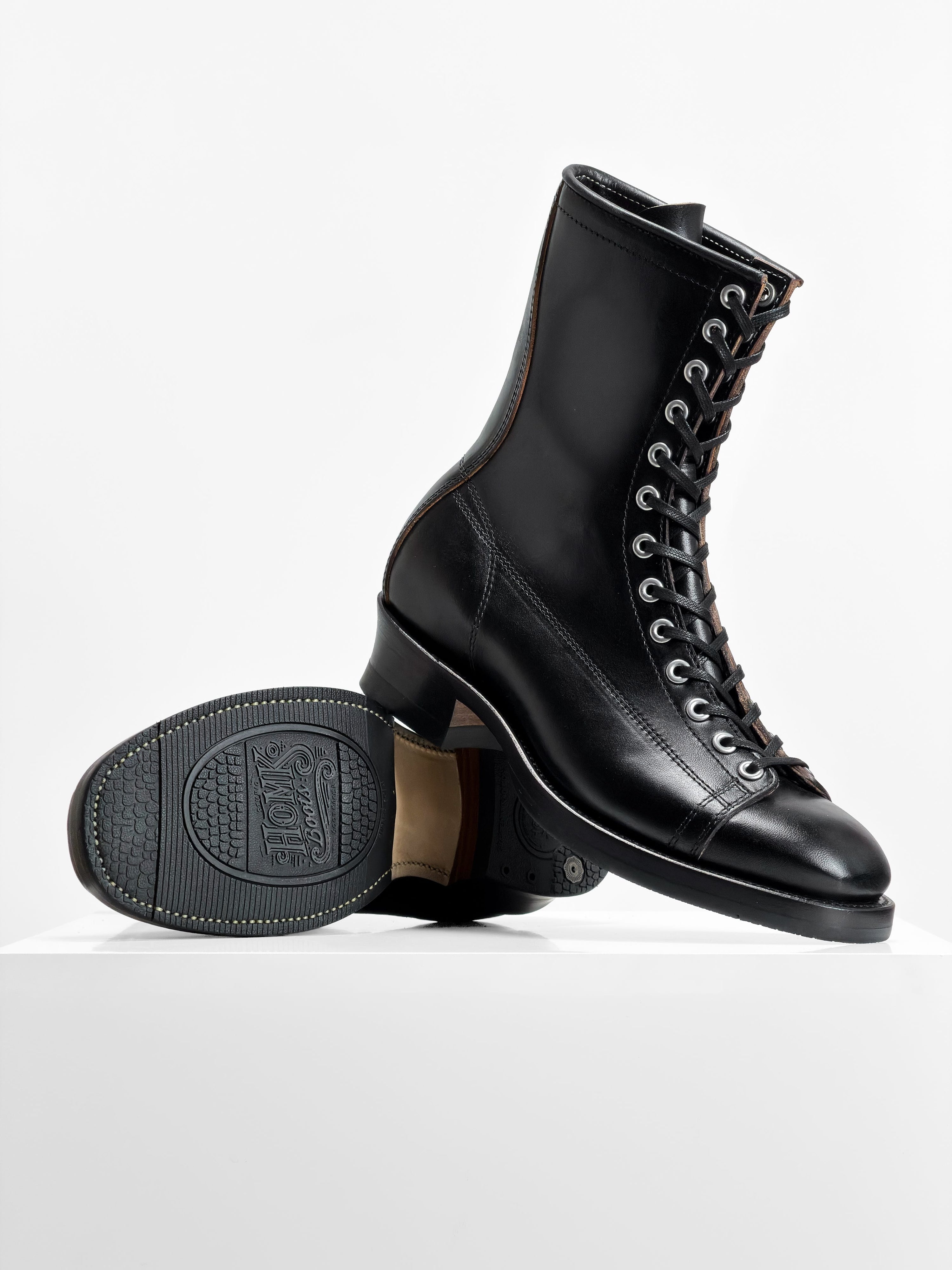 (MTO) -  - Monkey Boots  - Black Maryam Horsebutt oiled and waxy with hand painting-HN101