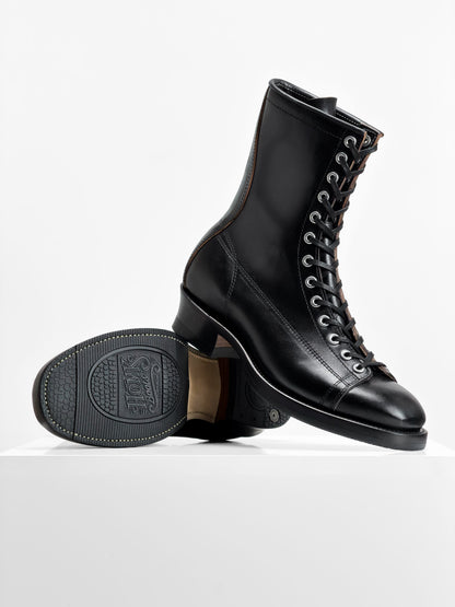 Monkey Boots  - Black Maryam Horsebutt oiled and waxy with hand painting-HN101