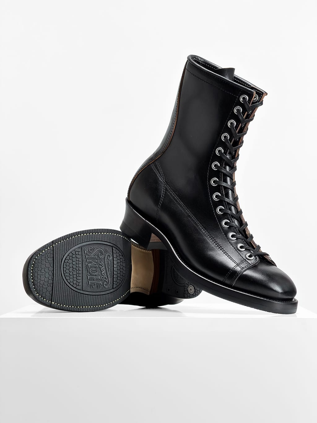 (MTO) -  - Monkey Boots  - Black Maryam Horsebutt oiled and waxy with hand painting-HN101